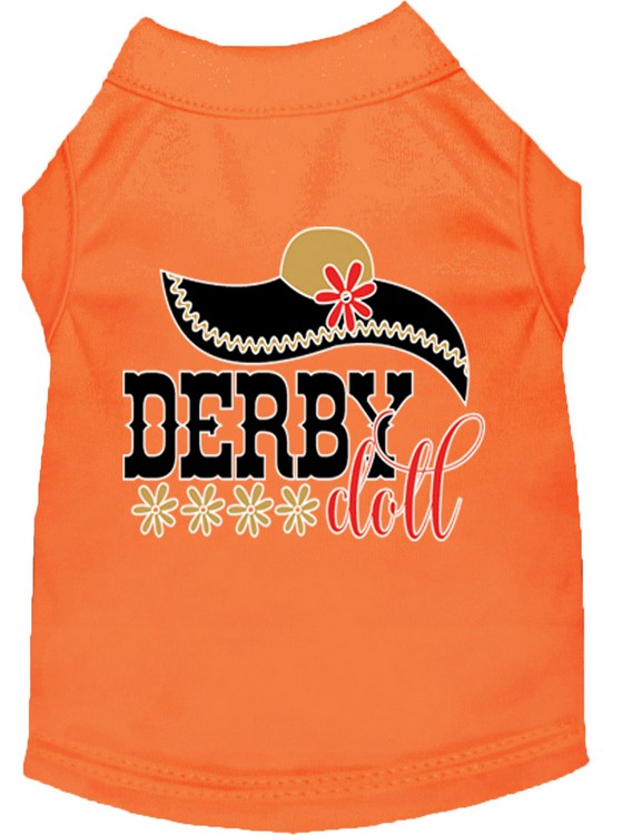 Derby Doll Screen Print Dog Shirt Orange XS